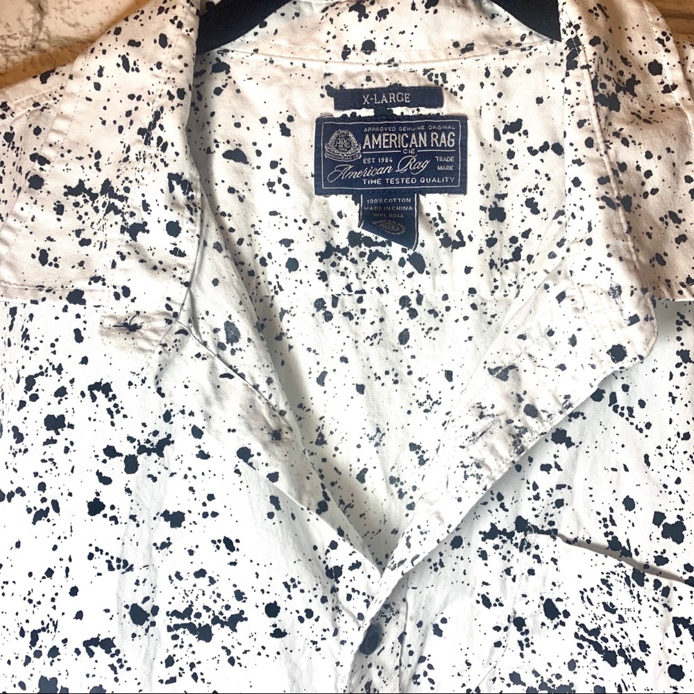 American Rag black splatter pattern button down - Picture 2 of 3
